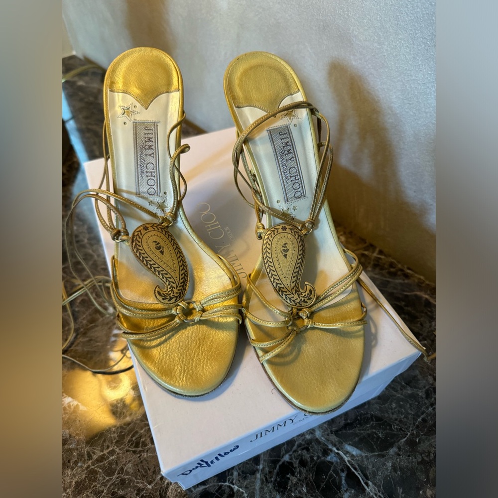 Jimmy Choo - Metal Washed Goat Yellow Scandal - Size 39